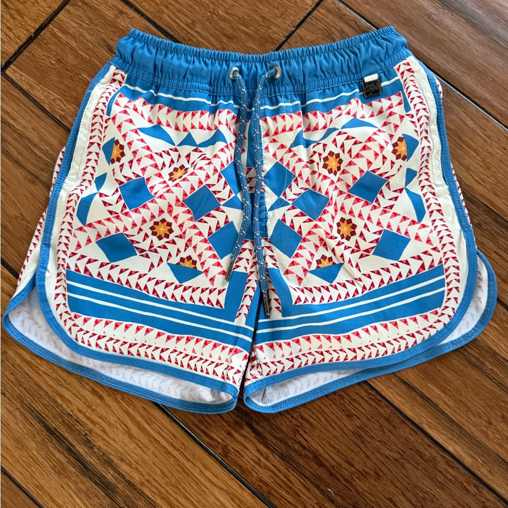 Colorful Geometric Patterned swim trunks sz 8